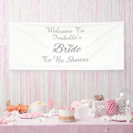 Elegant Bruid Script Diamanten Bruiloftsfeest Spandoek (Feest)