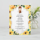 Elegant bruidbruiddjurk floreel gele maisachtig  kaart (Staand voorkant)