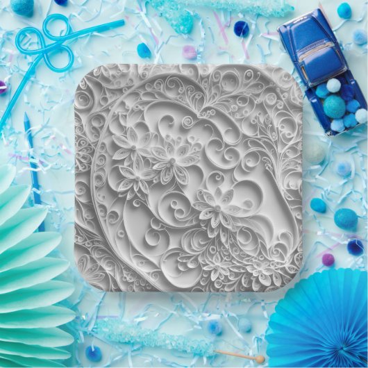 Elegant bruids papier quilling ontwerp papieren bordje (Feest)