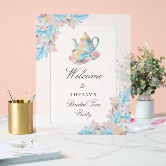 Elegant bruids Tea Party Vrijgezellenfeest Welkom Acryl Bord (Huwelijk)