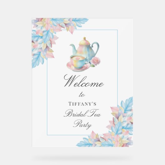 Elegant bruids Tea Party Vrijgezellenfeest Welkom Acryl Bord (Voorkant)