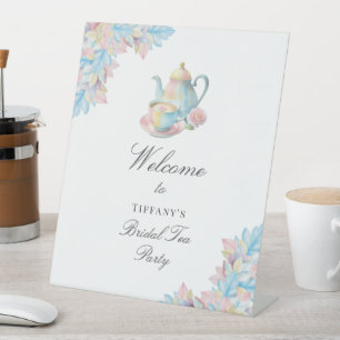 Elegant bruids Tea Party Vrijgezellenfeest Welkom Reclamebord Met Voetstuk