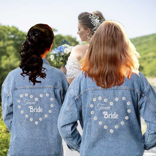 Elegant Bruids Team Hart & Madeliefjes Bloemen Denim Jacket
