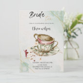 Elegant Bruids Thee Party Bruiloft Feest Kaart (Staand voorkant)
