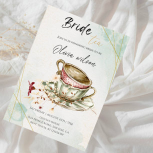 Elegant Bruids Thee Party Bruiloft Feest Kaart
