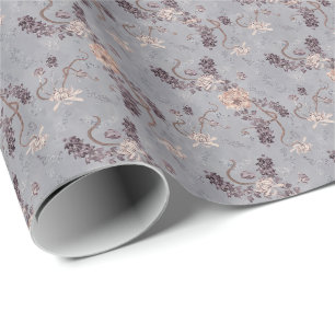 Elegant Bruids Zilveren Grijs Chrysanthemum Bloems Cadeaupapier