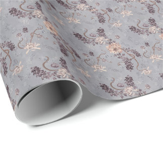 Elegant Bruids Zilveren Grijs Chrysanthemum Bloems Cadeaupapier