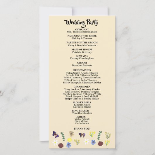 Elegant Bruidsbloem Boho Eierdop Huwelijksprogramm (Achterkant)