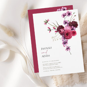 Elegant Bruidsbloem met Burgundy Orchidee Kaart