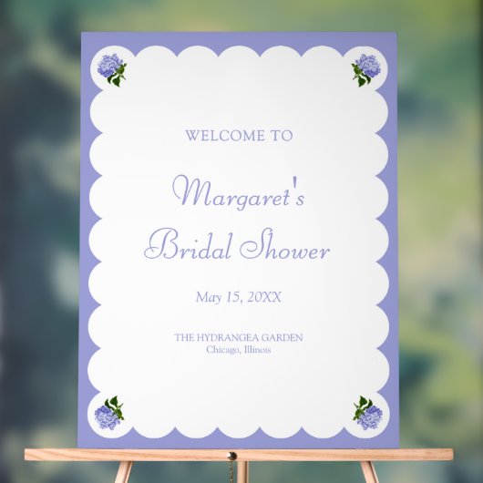 Elegant bruidsfeest Hydrangea welkomstbord Acryl Bord (Neutraal)