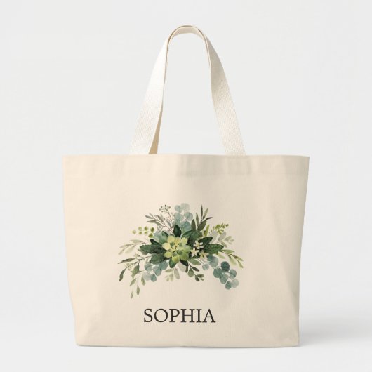 ELEGANT BRUIDSMAID GESCHENK EUCALYPTUS LOOF GROTE TOTE BAG (Voorkant)
