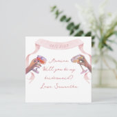 Elegant bruidsmeisje voorstel handgeschreven brief kaart (Staand voorkant)