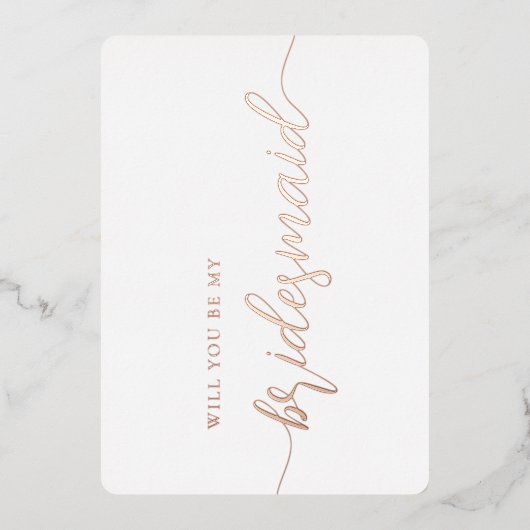 Elegant Bruidsmeisje Voorstel Minimalistisch Roze  Folie Uitnodiging (Voorkant)