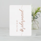 Elegant Bruidsmeisje Voorstel Minimalistisch Roze  Folie Uitnodiging (Staand Voorkant)