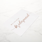 Elegant Bruidsmeisje Voorstel Minimalistisch Roze  Folie Uitnodiging (Gedraaid)