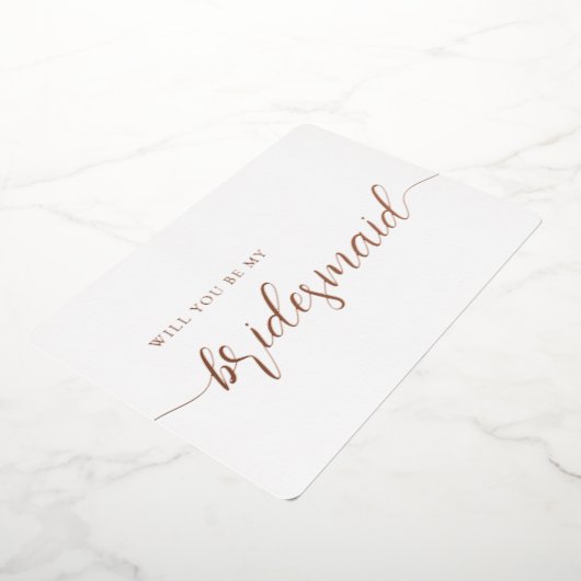 Elegant Bruidsmeisje Voorstel Minimalistisch Roze  Folie Uitnodiging (Gedraaid)