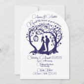 Elegant bruidspaar boom omlijst marine kaart (Voorkant)
