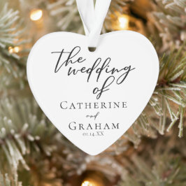 Elegant bruidspaar Foto Hart Kerstmis Ornament