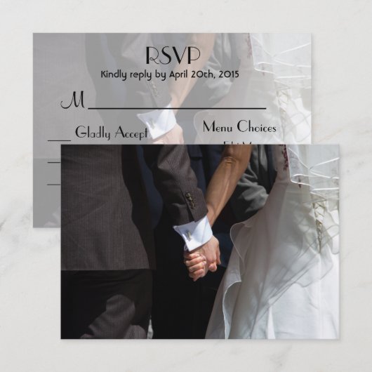 Elegant bruidspaar met handen RSVP (Voorkant / Achterkant)