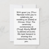 Elegant bruidspaar omarmen met bloemenLijst Kaart (Achterkant)