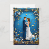 Elegant bruidspaar omarmen met bloemenLijst Kaart (Voorkant / Achterkant)