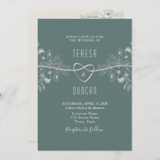 Elegant bruidspartij in saliegroen kaart (Voorkant / Achterkant)