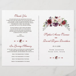 Elegant bruidsprogramma met burgundyroze bloemen