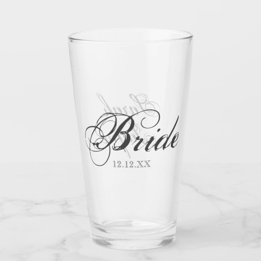 Elegant bruidsscript gepersonaliseerd huwelijksgla glas (Voorkant)