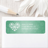 Elegant bruiloft adres Bloemig Hart Mint Groen Etiket (Insitu)