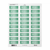 Elegant bruiloft adres Bloemig Hart Mint Groen Etiket (Full Sheet)