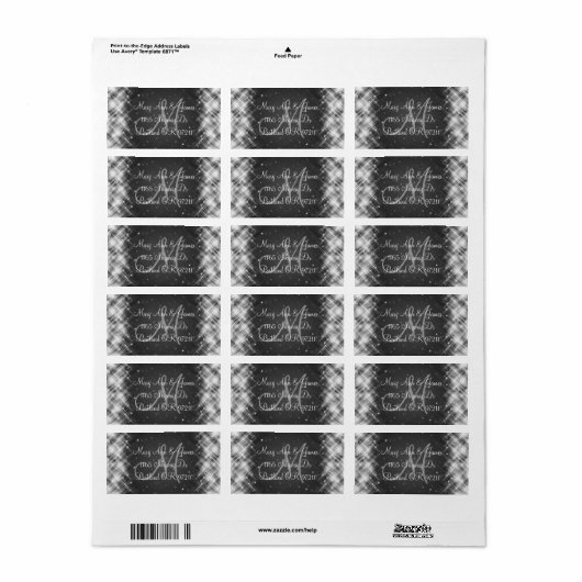 Elegant bruiloft adres Glamoureuze vonken zwart Etiket (Full Sheet)