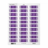 Elegant bruiloft adres  kant Paarse Etiket (Full Sheet)