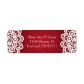 Elegant bruiloft adres  kant rood etiket (Voorkant)