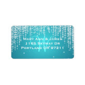 Elegant bruiloft adres nacht Dazzle Blue Etiket (Voorkant)