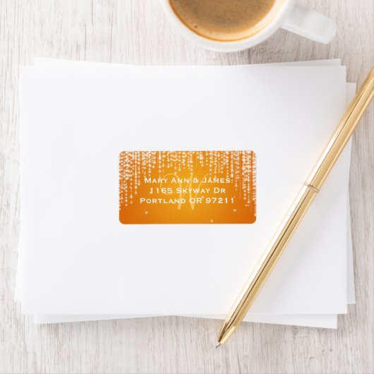 Elegant bruiloft adres nacht verblinden Sinaasappe Etiket (Insitu)