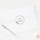 Elegant Bruiloft Adres Ronde Sticker (Envelop)