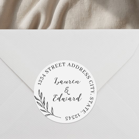 Elegant Bruiloft Adres Ronde Sticker