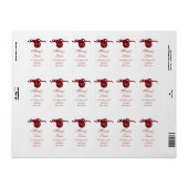 Elegant bruiloft adres Swirly Bow Monogram rood Etiket (Full Sheet)