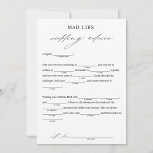 Elegant bruiloft advies bruids libs spel kaart