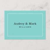 Elegant Bruiloft Aqua Blauw en Zwart Monogram Bedankkaart (Voorkant)