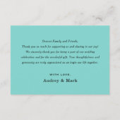 Elegant Bruiloft Aqua Blauw en Zwart Monogram Bedankkaart (Achterkant)