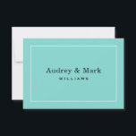 Elegant Bruiloft Aqua Blauw en Zwart Monogram Bedankkaart<br><div class="desc">Gepersonaliseerde platte stijlbriefkaarten hebben een chique en verfijnd ontwerp en monogram van de getrouwde naam van een bruid en bruidegom,  met ruimte op de achterkant voor een handgeschreven bericht. Aqua / robin's ei blauw,  zwart en wit kleurenschema.</div>