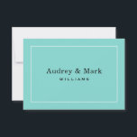 Elegant Bruiloft Aqua Blauw en Zwart Monogram Bedankkaart<br><div class="desc">Gepersonaliseerde platte stijlbriefkaarten hebben een chique en verfijnd ontwerp en monogram van de getrouwde naam van een bruid en bruidegom,  met ruimte op de achterkant voor een handgeschreven bericht. Aqua / robin's ei blauw,  zwart en wit kleurenschema.</div>