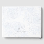 Elegant Bruiloft Blauw Bloemen Boho Groen Eenvoudi Gastenboek (Achterkant)