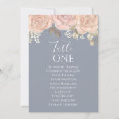 Elegant Bruiloft Bloemen Blauw Tafelnummer (Voorkant)