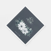 Elegant Bruiloft Bloemen Blauwgroen Papier Servet (Hoek)