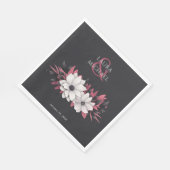 Elegant Bruiloft Bloemen Magenta Papier Servet (Hoek)