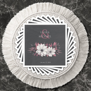 Elegant Bruiloft Bloemen Magenta Papier Servet