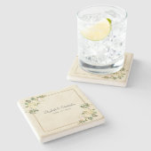 Elegant Bruiloft Bloemen Roos Metallic Goud Eiersc Stenen Onderzetter (Zijkant)