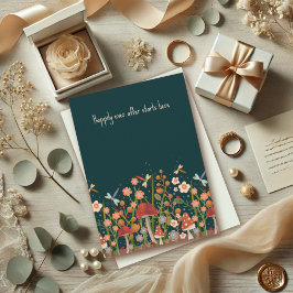 Elegant bruiloft citaat Dragonfly Floral Kaart